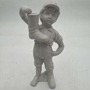 Vintage Porcelain Boy Holding Boot Figurine Japan Collection Decor